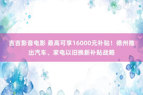 吉吉影音电影 最高可享16000元补贴！德州推出汽车、家电以旧换新补贴战略