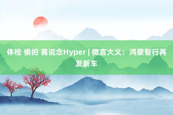 体检 偷拍 赛说念Hyper | 微言大义：鸿蒙智行再发新车