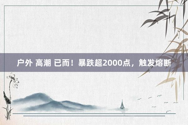 户外 高潮 已而！暴跌超2000点，触发熔断