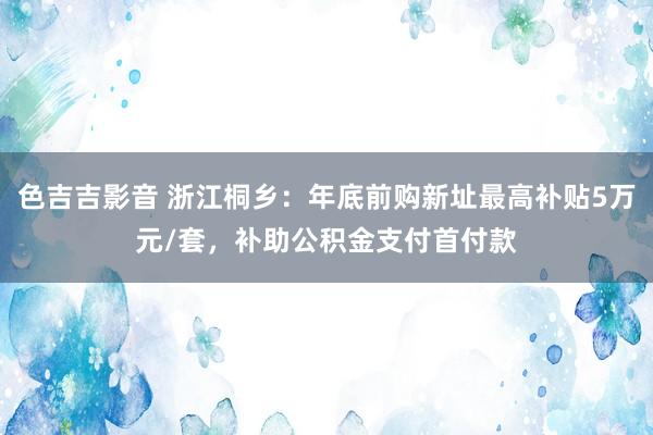 色吉吉影音 浙江桐乡：年底前购新址最高补贴5万元/套，补助公积金支付首付款