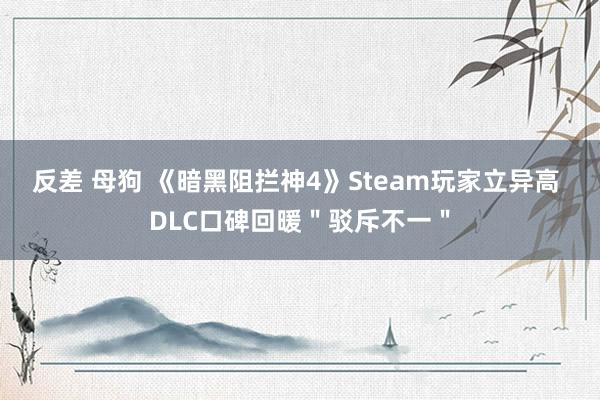 反差 母狗 《暗黑阻拦神4》Steam玩家立异高 DLC口碑回暖＂驳斥不一＂