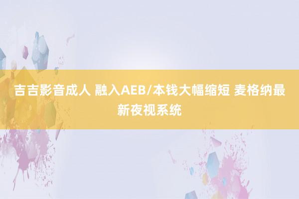 吉吉影音成人 融入AEB/本钱大幅缩短 麦格纳最新夜视系统