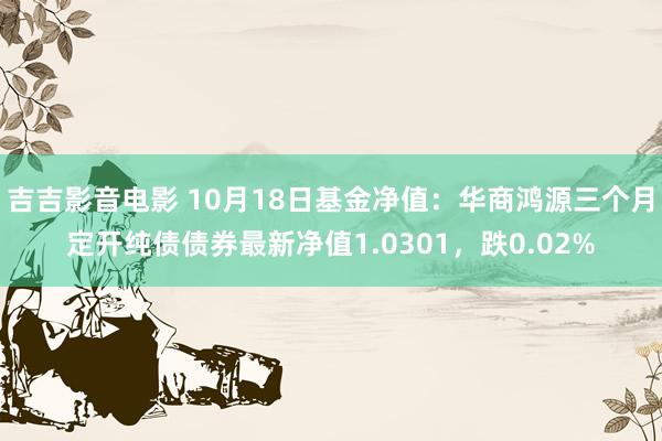 吉吉影音电影 10月18日基金净值：华商鸿源三个月定开纯债债券最新净值1.0301，跌0.02%