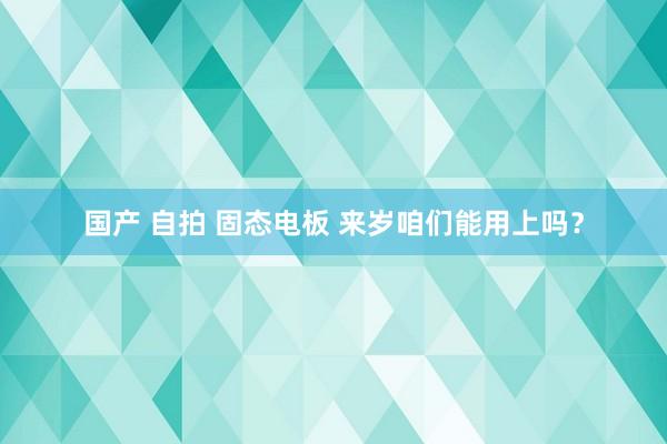 国产 自拍 固态电板 来岁咱们能用上吗？