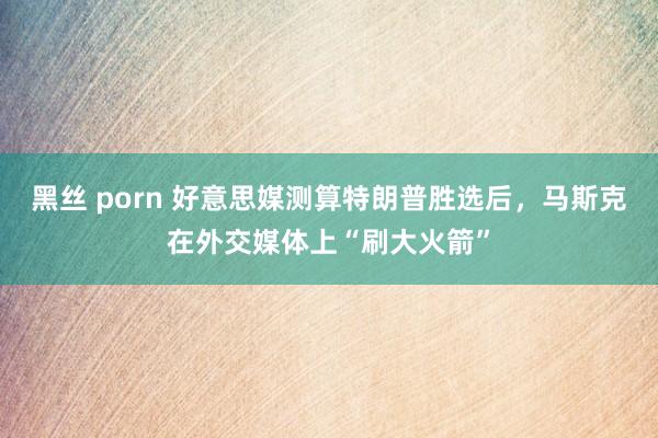 黑丝 porn 好意思媒测算特朗普胜选后，马斯克在外交媒体上“刷大火箭”