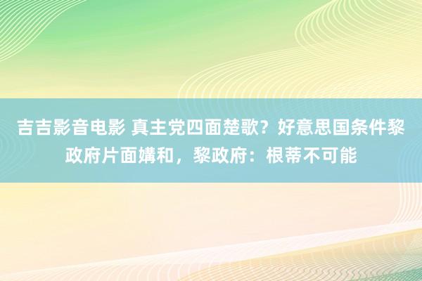 吉吉影音电影 真主党四面楚歌？好意思国条件黎政府片面媾和，黎政府：根蒂不可能