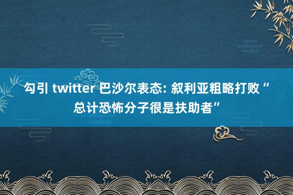 勾引 twitter 巴沙尔表态: 叙利亚粗略打败“总计恐怖分子很是扶助者”