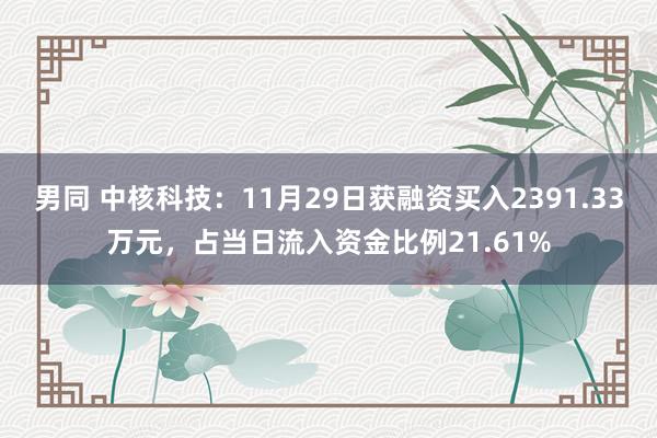 男同 中核科技：11月29日获融资买入2391.33万元，占当日流入资金比例21.61%