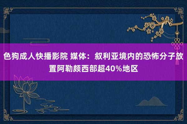 色狗成人快播影院 媒体：叙利亚境内的恐怖分子放置阿勒颇西部超40%地区