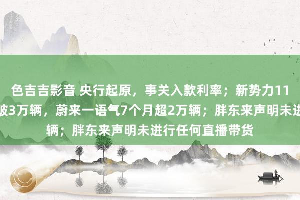 色吉吉影音 央行起原，事关入款利率；新势力11月战报：小鹏首破3万辆，蔚来一语气7个月超2万辆；胖东来声明未进行任何直播带货