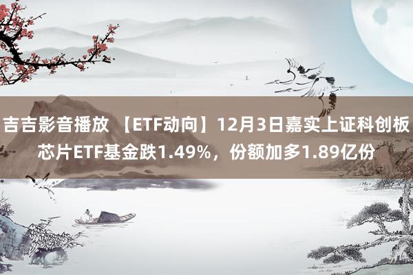 吉吉影音播放 【ETF动向】12月3日嘉实上证科创板芯片ETF基金跌1.49%，份额加多1.89亿份