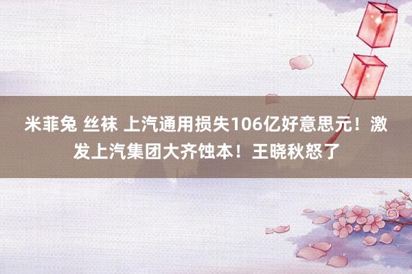 米菲兔 丝袜 上汽通用损失106亿好意思元！激发上汽集团大齐蚀本！王晓秋怒了