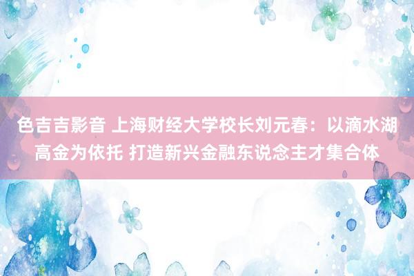 色吉吉影音 上海财经大学校长刘元春：以滴水湖高金为依托 打造新兴金融东说念主才集合体