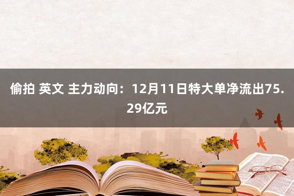 偷拍 英文 主力动向：12月11日特大单净流出75.29亿元