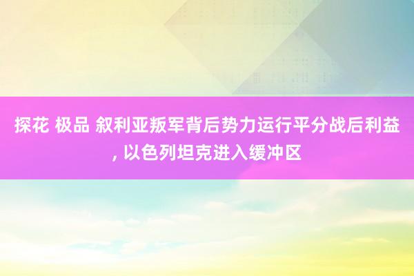 探花 极品 叙利亚叛军背后势力运行平分战后利益， 以色列坦克进入缓冲区