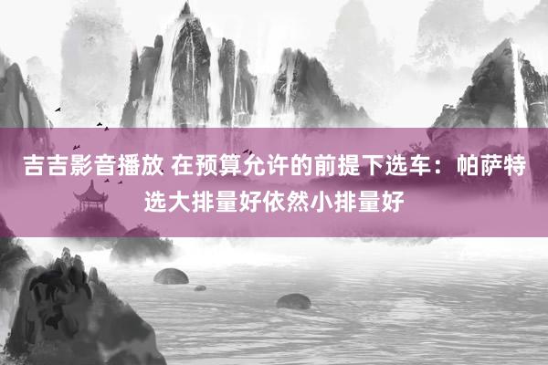 吉吉影音播放 在预算允许的前提下选车：帕萨特选大排量好依然小排量好