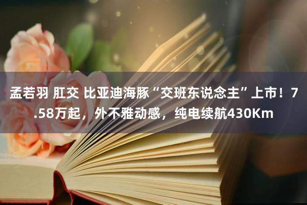 孟若羽 肛交 比亚迪海豚“交班东说念主”上市！7.58万起，外不雅动感，纯电续航430Km