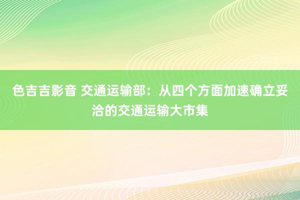 色吉吉影音 交通运输部：从四个方面加速确立妥洽的交通运输大市集