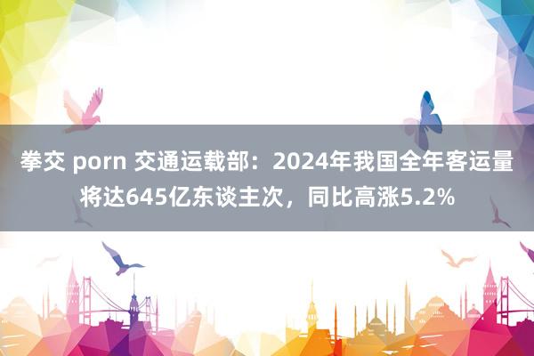 拳交 porn 交通运载部：2024年我国全年客运量将达645亿东谈主次，同比高涨5.2%