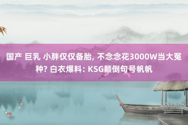 国产 巨乳 小胖仅仅备胎， 不念念花3000W当大冤种? 白衣爆料: KSG颠倒句号帆帆